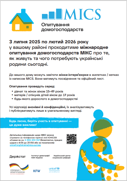 В Україні триває міжнародне опитування домогосподарств МІКС